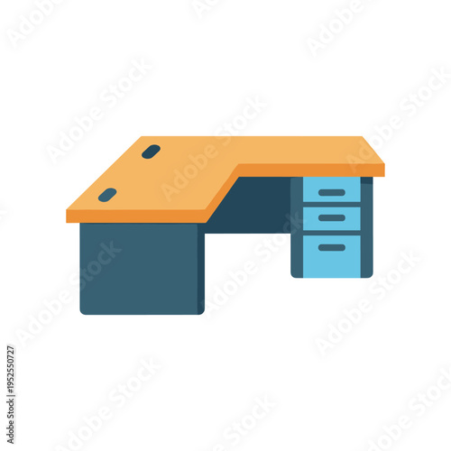 L shaped desk with drawers on one side