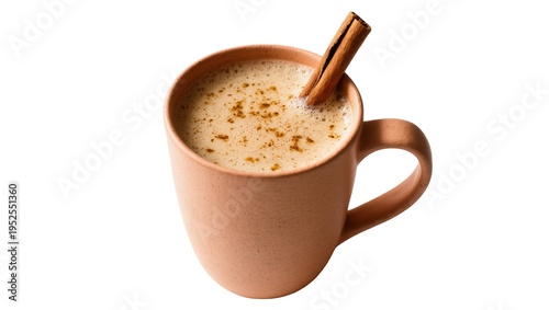 Photos Isolated delicious creamy chai latte with a cinnamon stick and sprinkled spices