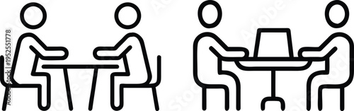 Black line of people sitting at tables