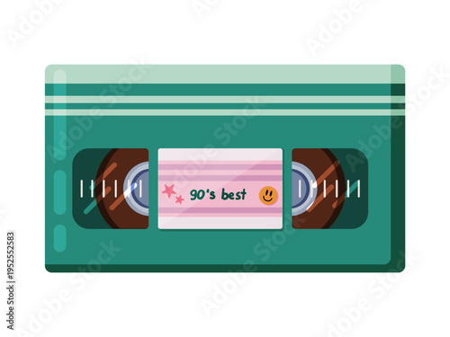 Retro VHS video cassette tape illustration