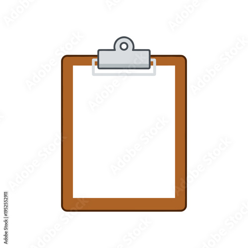 A clipboard with a blank white sheet of paper