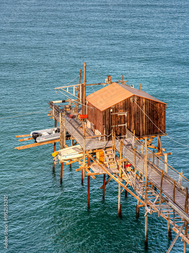 Konstfotografi Traditional trabucco fishing house on Adriatic Sea in Termoli, Italy