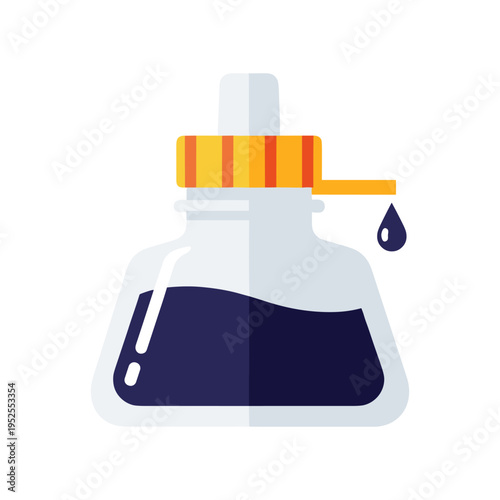 A bottle of dark blue liquid with a dropper