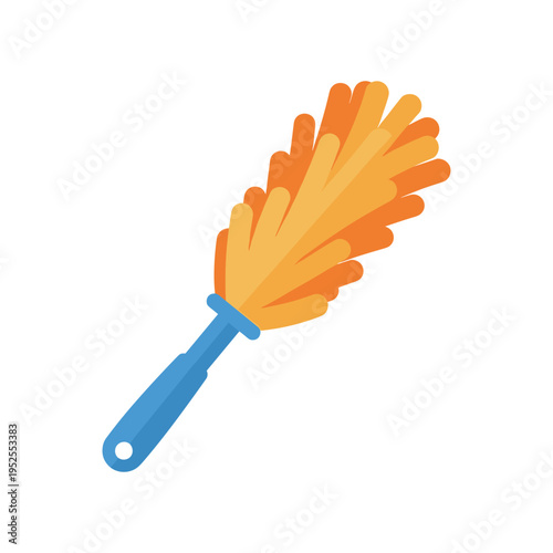 A cartoon image of a duster with a blue handle
