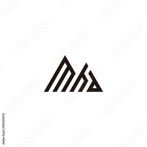 Letter M, h and d triangle, mountains geometric symbol simple logo vector