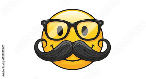 funny emoticon with glasses and mustache.