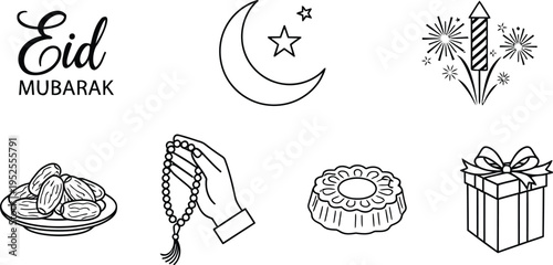 Eid mubarak celebration with traditional symbols