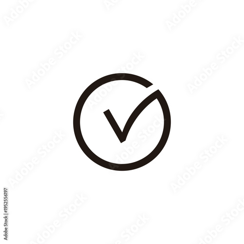 Letter v rounded, circle geometric symbol simple logo vector