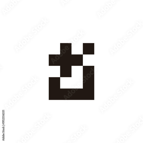 Letter Jj plus, square geometric symbol simple logo vector