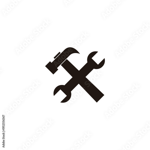 Hammer and wrench geometric symbol simple logo vector