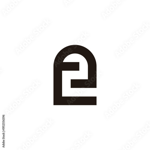Letter e number 2 outline geometric symbol simple logo vector