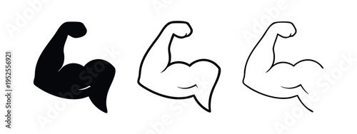 Bicep Muscle Arm Strength Icon Set Vector Illustration