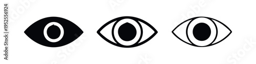 Stylized Human Eye Icon Set in Three Different Styles