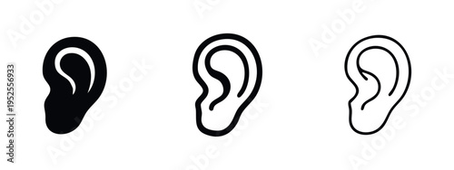 Abstract Human Ear Icon Set in Different Styles