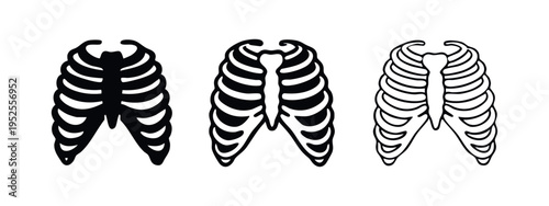 Human Rib Cage Icon Set in Three Styles