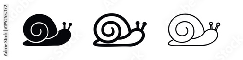 Snail Mollusk Icon Set in Solid, Thick Outline, and Thin Line Styles