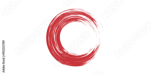Circle brush stroke vector isolated on white background. Red enso zen circle brush stroke. For stamp, seal, ink and paintbrush design template. Grunge hand drawn circle shape, vector illustration