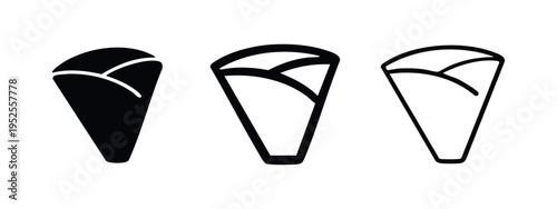 Ice Cream Cone Icon Set with Solid, Outlined, and Thin Line Styles