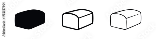 Simple black and white bread loaf icon set. Bakery and food symbol for web and app design.