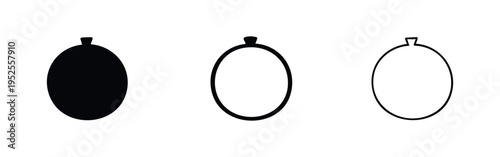 Simple orange fruit icon set. Vector symbol of a round citrus fruit for food and market designs.