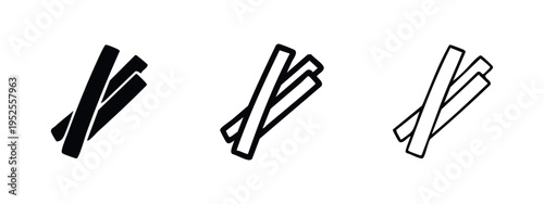 French fries icon set, potato sticks symbol, fast food illustration