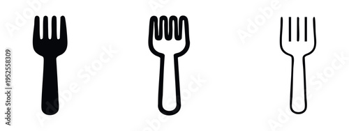Assorted Dining Fork Utensils Icon Set for Tableware Design