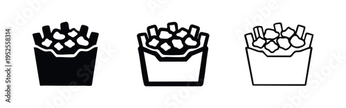 French Fries and Chicken Nuggets Fast Food Icon Set