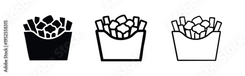 Fast Food Combination French Fries and Nuggets Icon Set