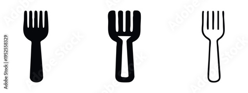Dining Fork Utensil Icon Set for Restaurant and Kitchen Themes