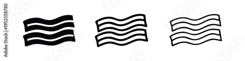 Two Bacon Strips Icon Set in Solid, Thick Outline, and Thin Line Styles - Vector Illustration Collection