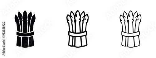Asparagus Bundle Icons. Vector Collection of Fresh Vegetable Symbols in Different Styles for Food Design
