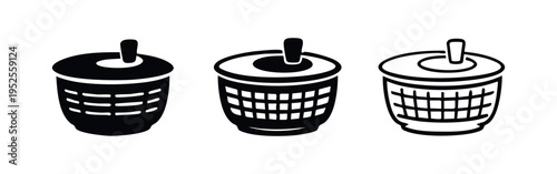 Laundry Basket Icon Set. Hamper for Dirty Clothes and Household Chores Symbols.