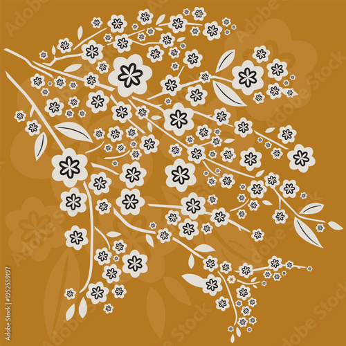 Motif Branche et Fleurs de Cerisiers - Couleurs Pastel Vecteur - Sakura Japon