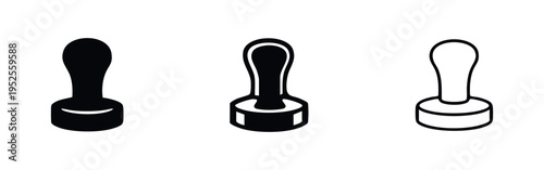 Photography Coffee tamper icon set for espresso preparation