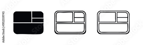Square Bento Lunch Box Icon Set for Meal Preparation