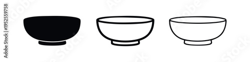 Traditional Tea Cup or Small Bowl Icon Set