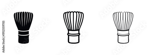 Matcha Whisk Chasen Icon Set for Traditional Japanese Tea Ceremony