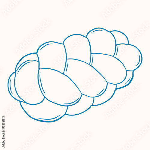 Hand drawn braided bread loaf in doodle line style. Simple bakery illustration perfect for menu design, packaging, food labels, bakery branding, recipe cards and cooking related graphics.