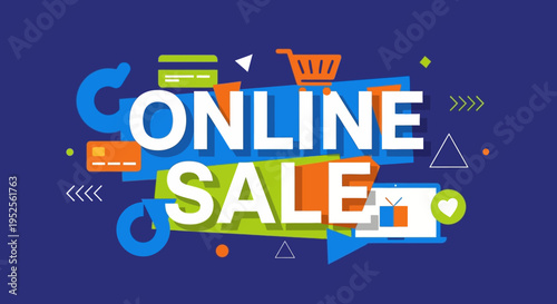 Online sale shopping discount text.
