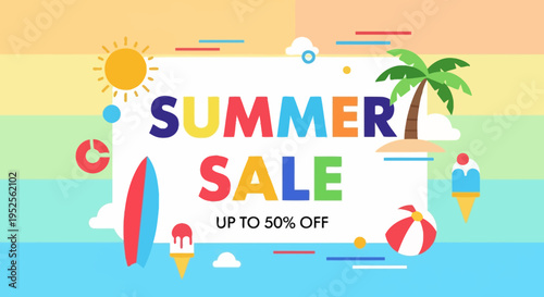 Summer sale advertisement sign board.