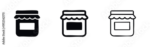Jam Jar Icon Set with Glyph, Outline, and Flat Styles