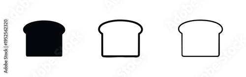White Bread Slice Vector Icon Set for Breakfast and Baking