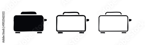 Breakfast Toaster Kitchen Appliance Icon Set (Front View)