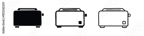 Toaster Kitchen Appliance Icons with Controls (Side View)