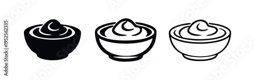 Whipped Cream Dessert Icon Set | Sweet Food Cup Symbol Vector for Bakery and Cafe