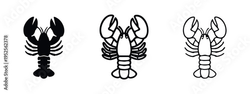 Lobster Icon Set | Seafood Crustacean Symbol Vector Illustration for Restaurant Menu