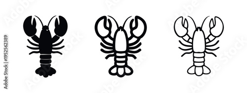 Lobster Icon Set | Seafood Crustacean Symbol Vector Illustration for Seafood Market