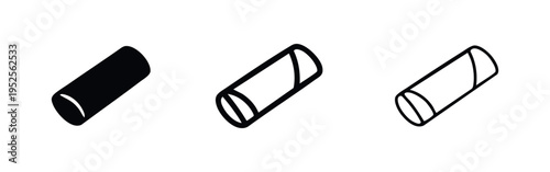 Minimalist Cannelloni Pasta Icon Set, Rolled Food Symbol in Outline and Solid Styles for Restaurant Menus