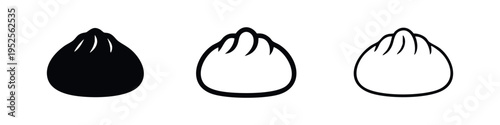 Traditional Chinese Baozi Dumpling Icon Set, Steamed Bun Symbol in Various Styles for Asian Cuisine