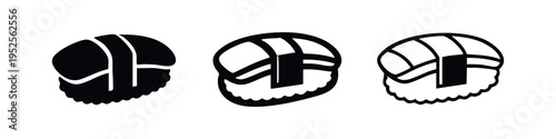 Sushi Maki Roll Icon Set, Japanese Cuisine Symbol in Outline and Solid Styles for Restaurant Branding